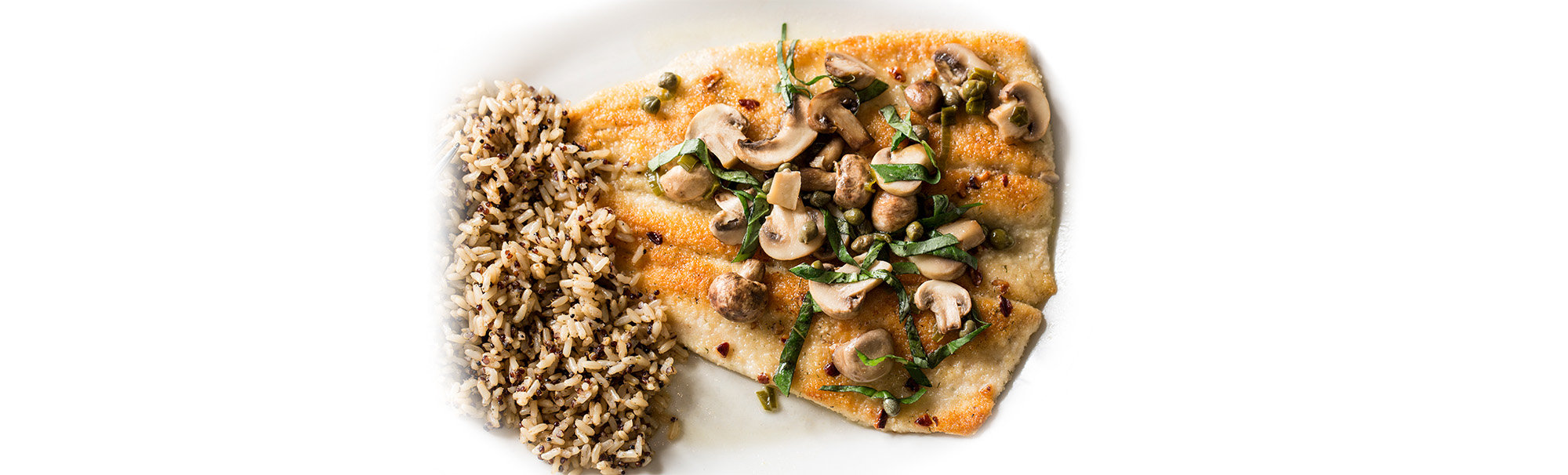 Trout and mushrooms with rice
